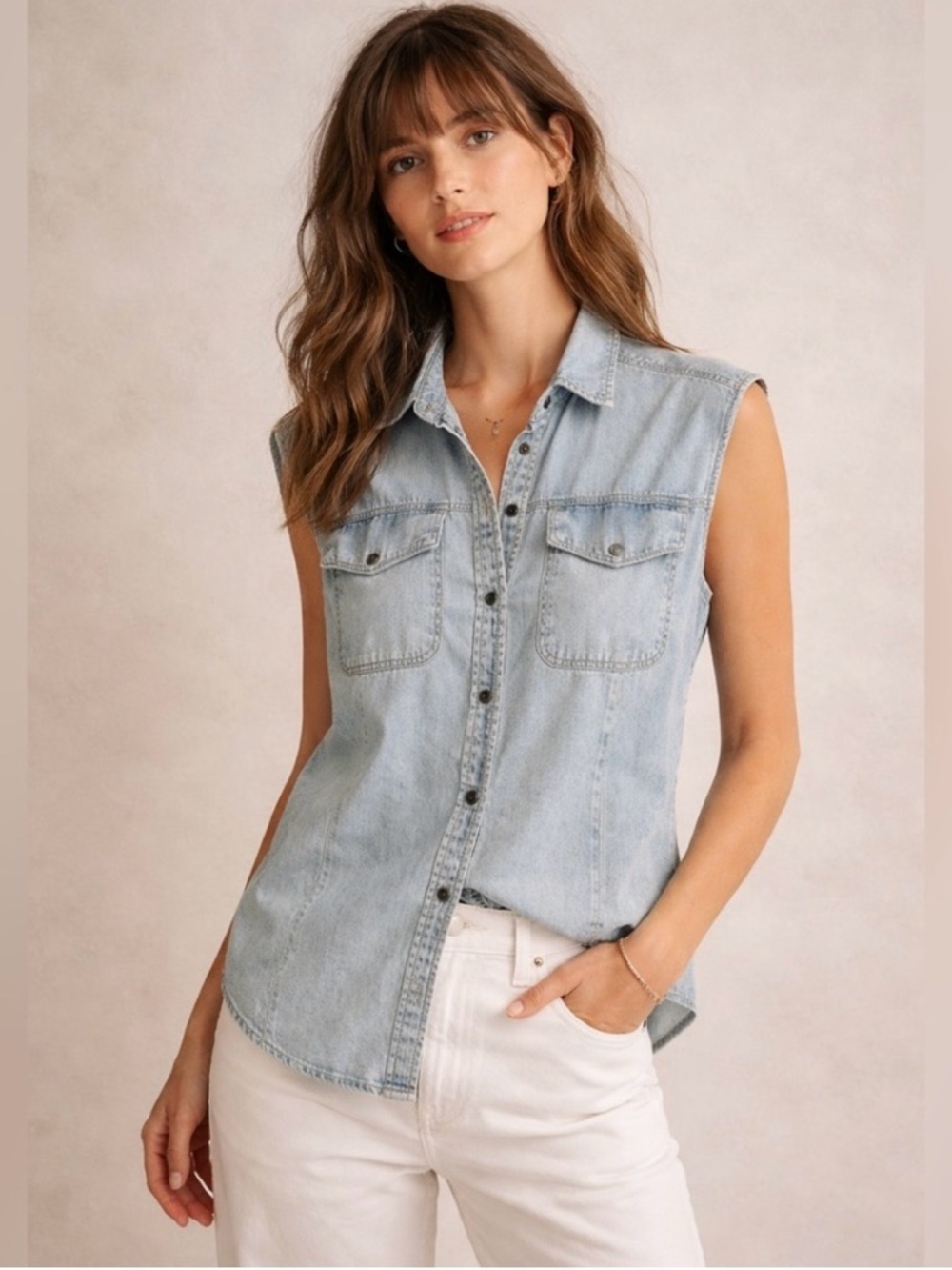 Frame Denim Arie cutaway Jean shirt